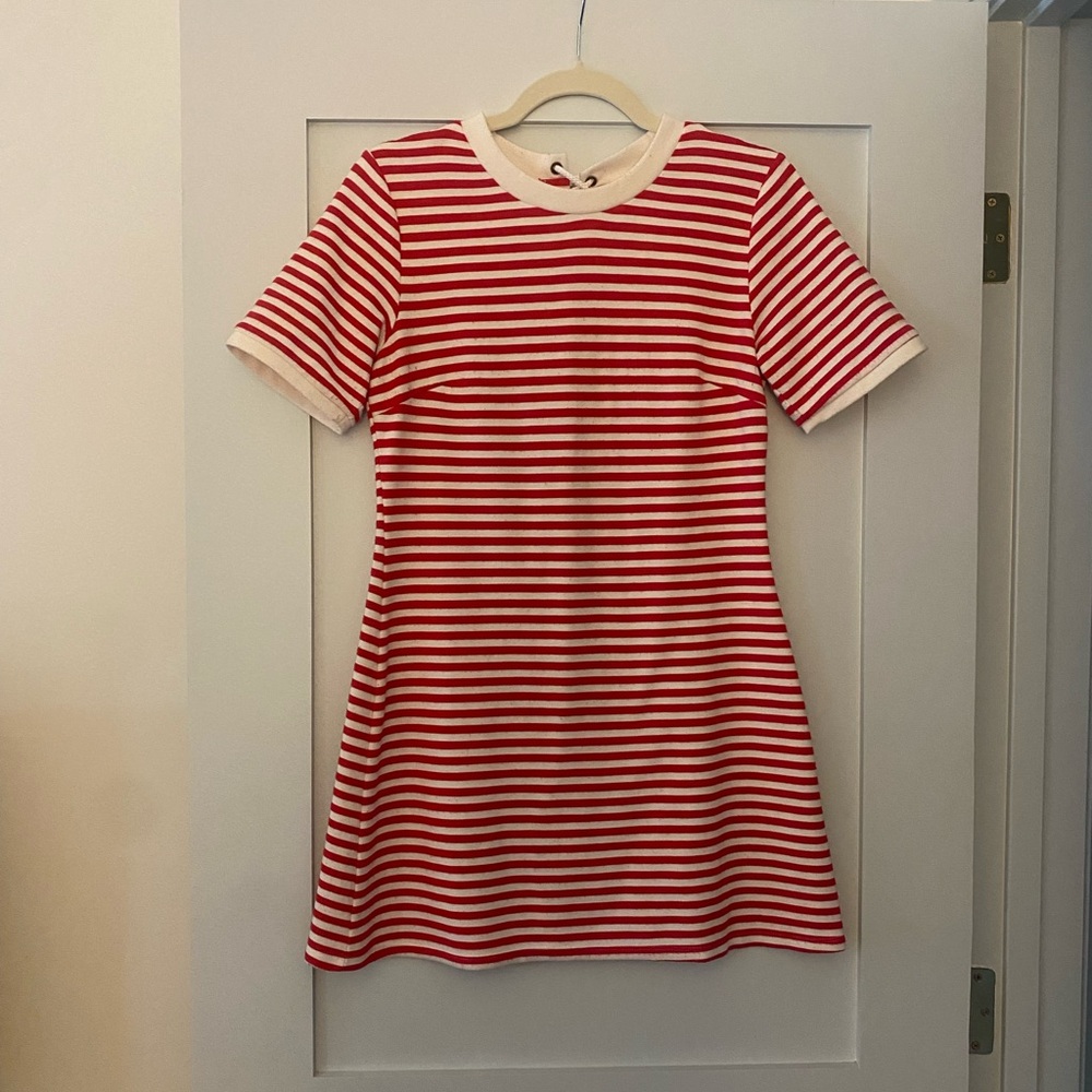 Red and White Stripe Mini Dress